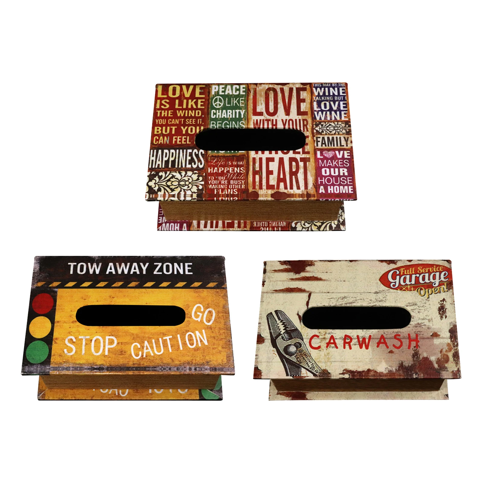 

Vintage Rectangular Tissue Box Cover Wooden Stylish Organizer for Hair Salon Decor Hairdresser Car Dining Room