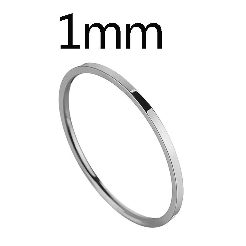 1mm steel ELSEMODE мужское черное титановое кольцо из нержавеющей стали прямые парные кольца для влюбленных для женщин - Цвет основного камня: 1mm steel