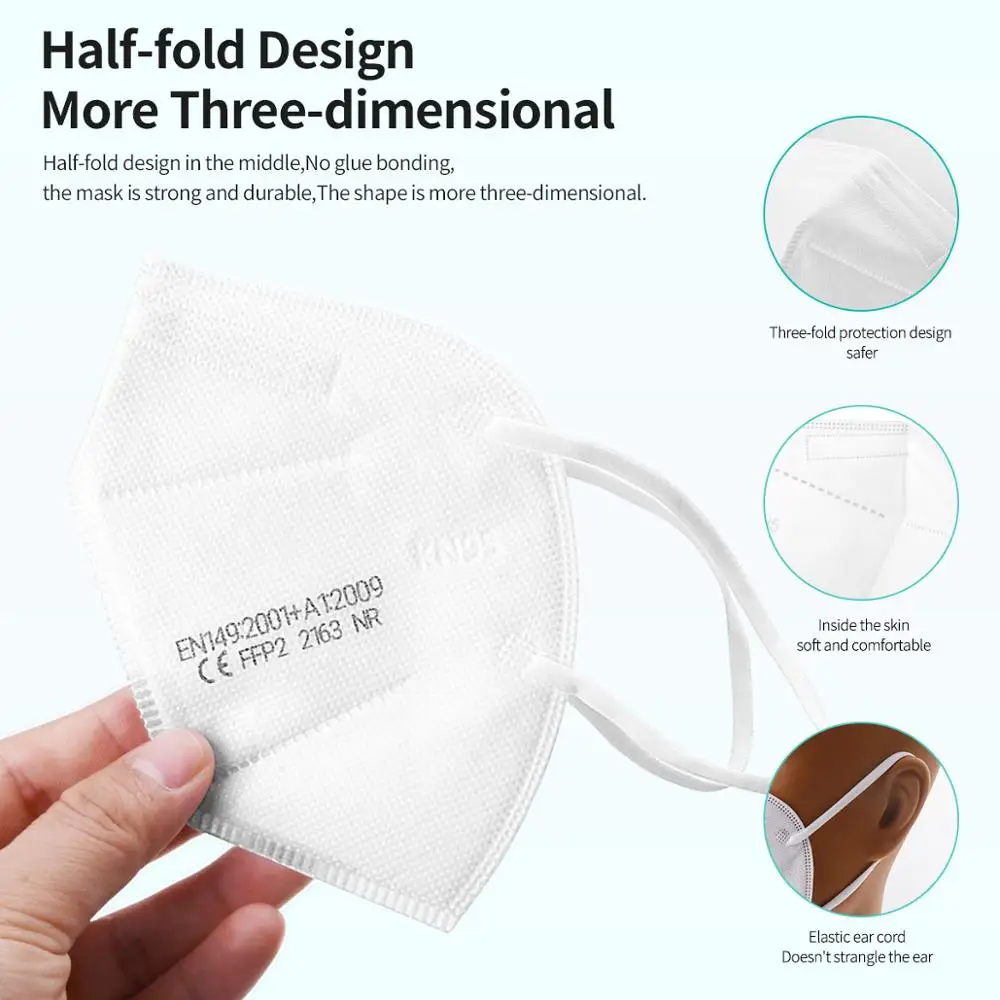 10-100 Pcs KN95 Masks Dust Face Protective Mask Mouth 5 Layers Filter masque Reusable Anti Flu FFP2 Mascarillas maske | Безопасность и