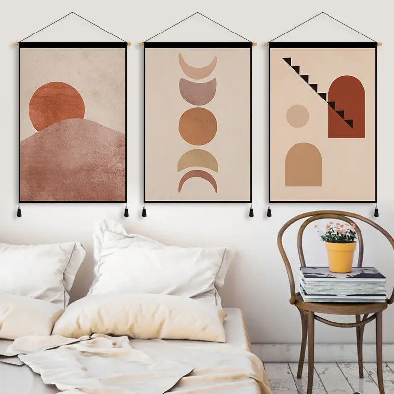 

Morandi Simple Hanging Paintings Rental Room Wall Cloth Dormitory Bed Hanging Cloth Room Decoration Cloth Background Cloth Ins