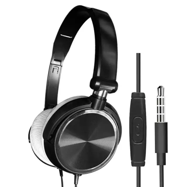 Наушники проводные с микрофоном fone de ouvido Накладные наушники бас HiFi Звук музыка стерео наушники для iPhone Xiaomi sony huawei - Цвет: Черный