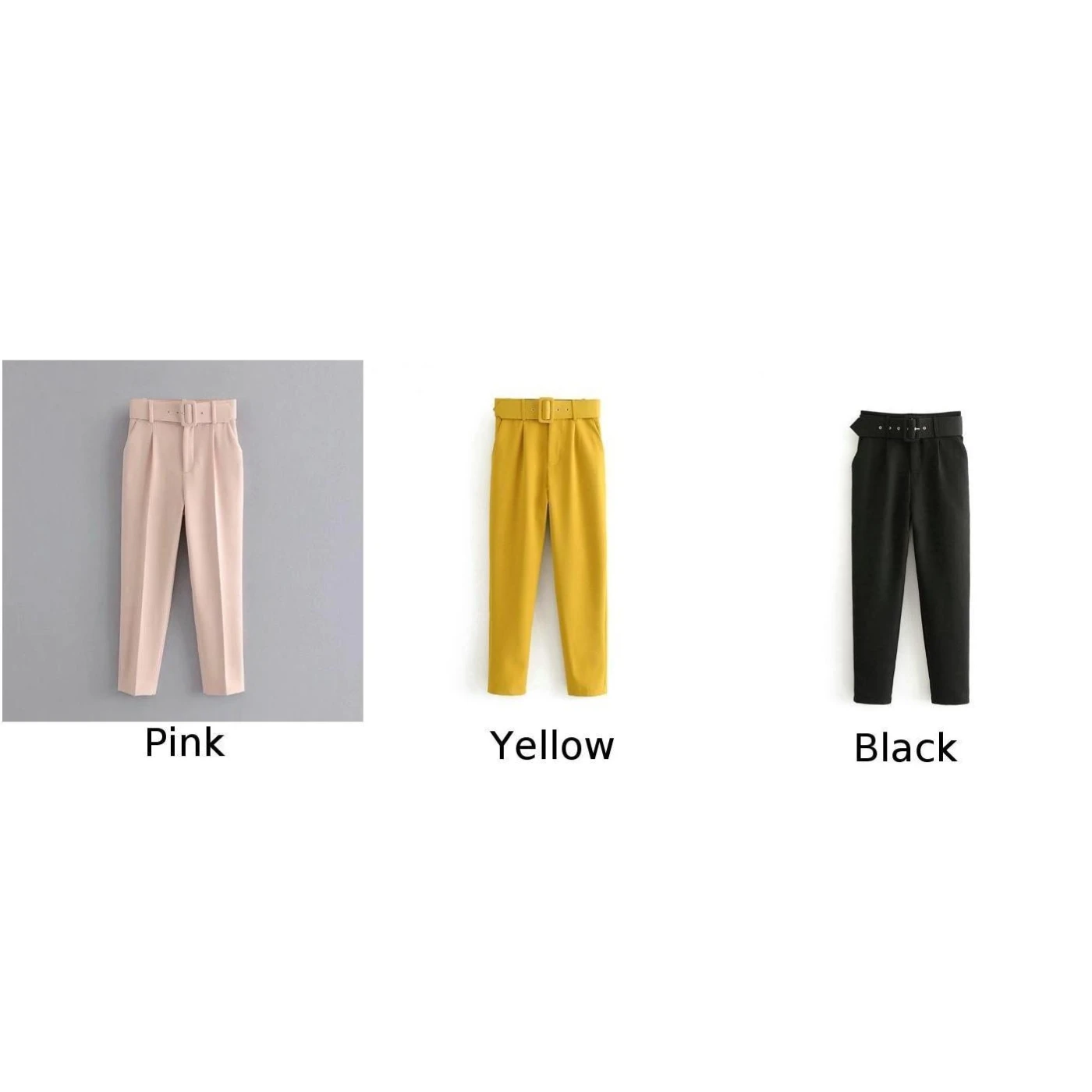 Женские брюки офисные женские пояс с высокой талией однотонные карманные