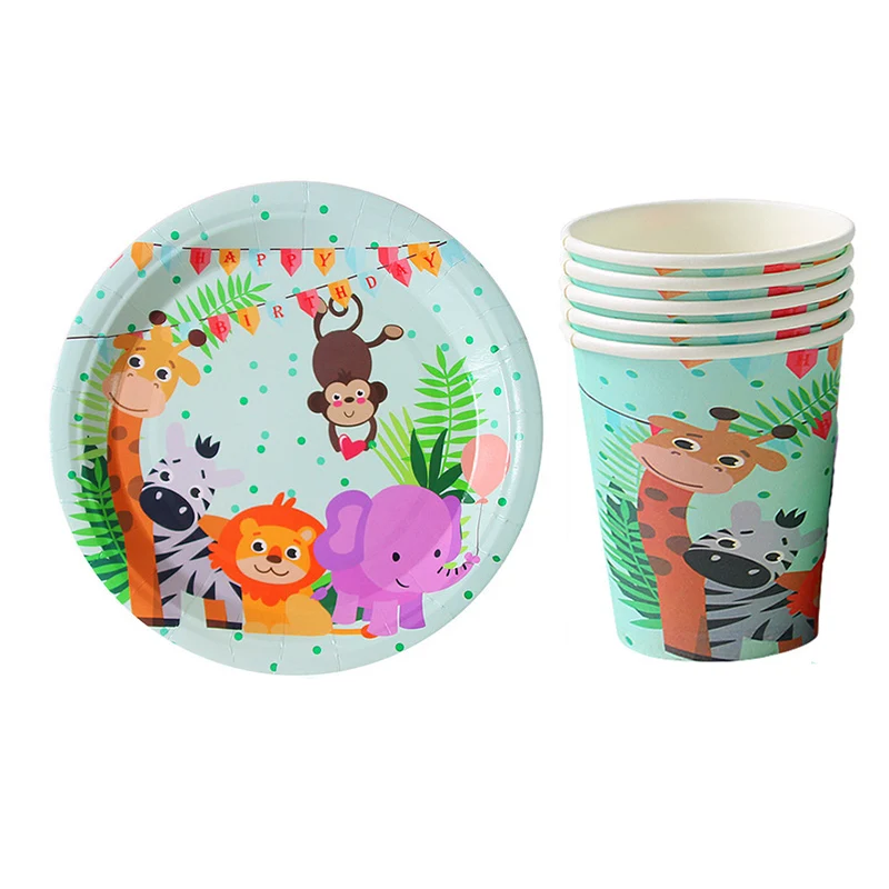 Для вечеринки в стиле сафари тематический бумажный стаканчик тарелка с днем