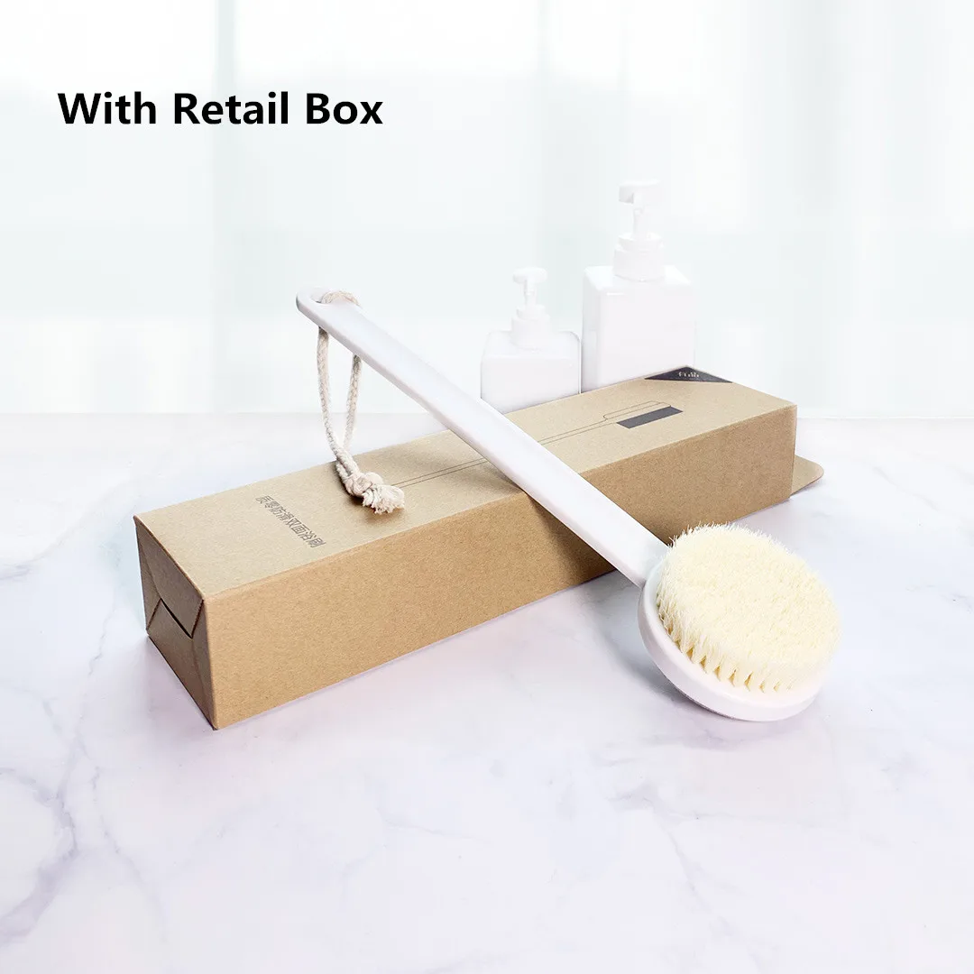 with box white Xiaomi щетка для ванны, щетка для кожи тела, обе стороны, спа пемза, силиконовая Массажная длинная ручка, аксессуары для ванной комнаты - Цвет: with box white