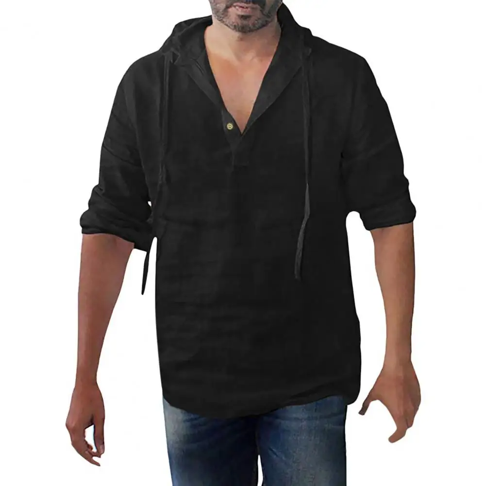 Мужские рубашки с длинным рукавом однотонный хлопковый льняной Мужской пуловер