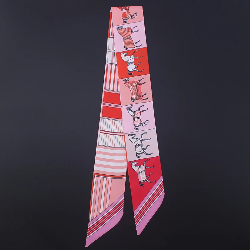 

Print Horse Luxury Bag Strap Scarf Women Silk Scarf Women Fashion Head Scarf Headwear Scarves Bag Accessories Ribbon