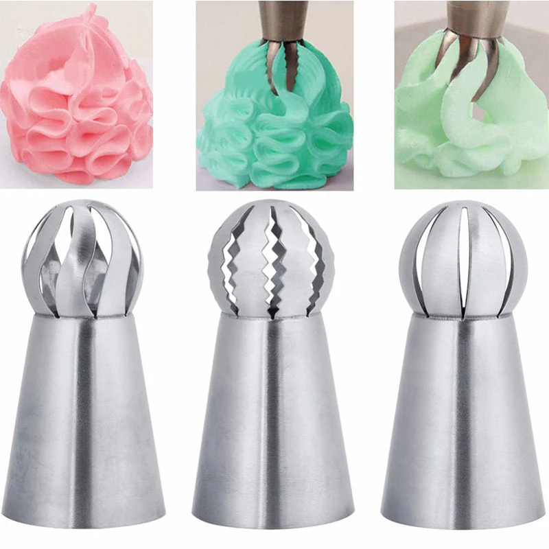 

3pcs Cream Icing Piping Nozzles Stainless Steel Pastry Tip For Cupcake Decorating 3 Pcs Durable Confectionery equipment