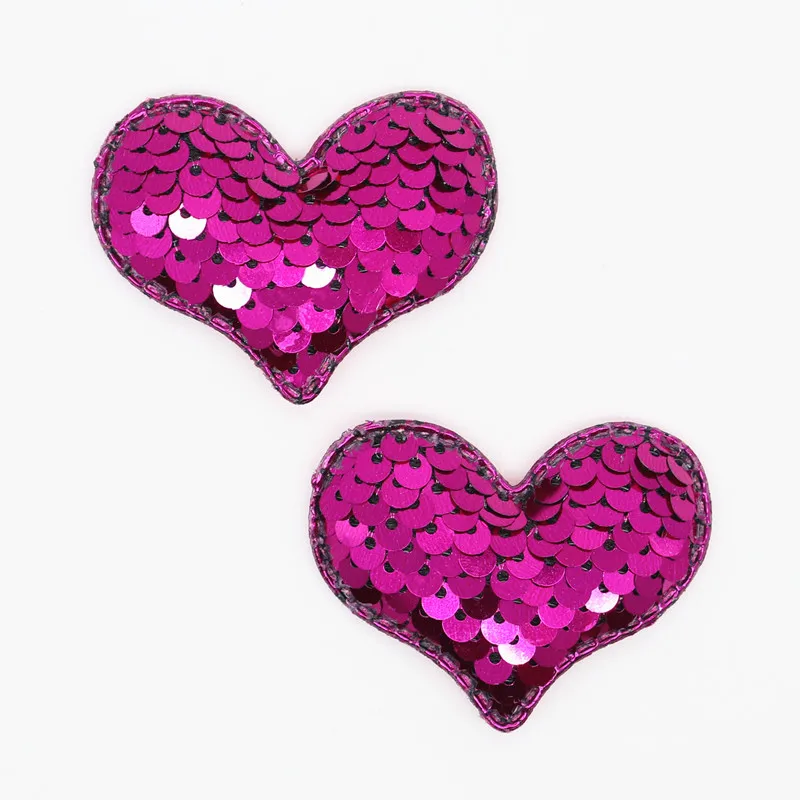 Hot Pink 20 шт двойные цветные двусторонние пайетки в форме сердца аппликация патчи для волос зажимы, DIY ремесло украшения Y19072902 - Цвет: Hot Pink
