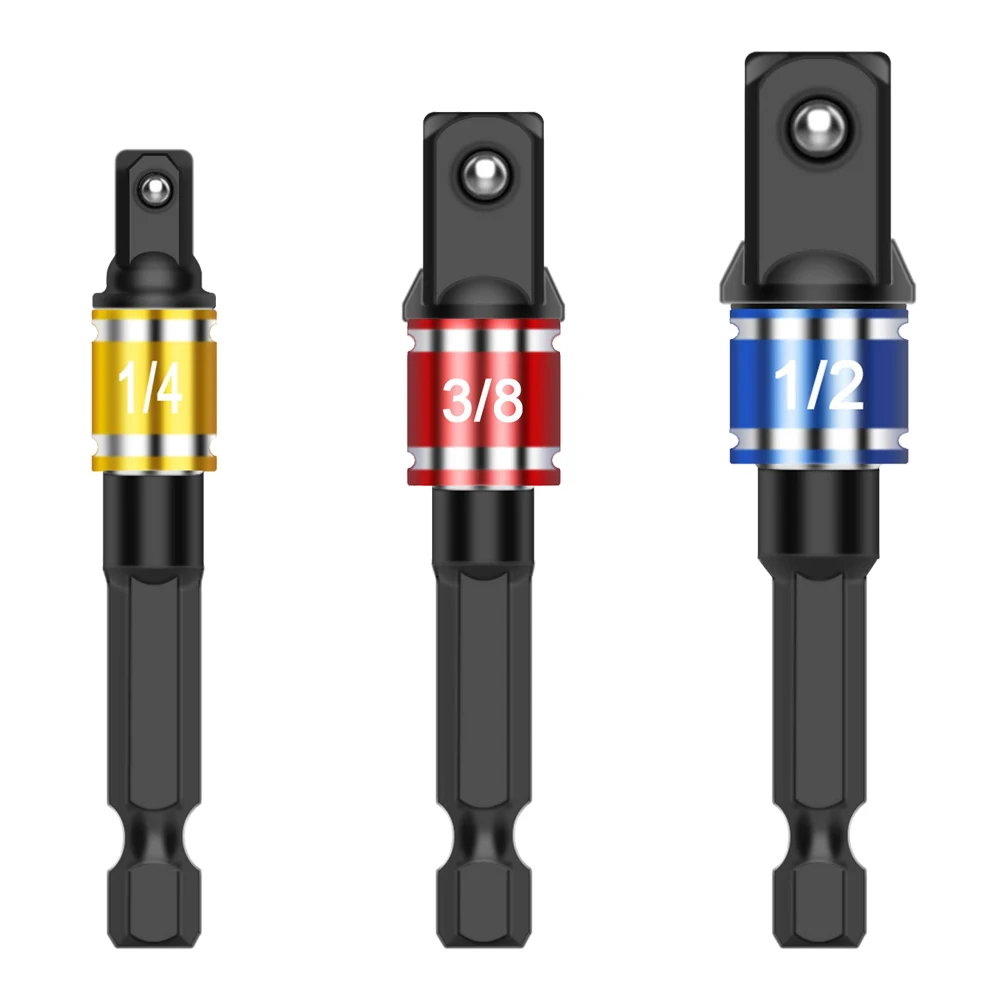 

Shank Drill Socket Adapter For Impact Driver With Hex Shank To Square Socket Drill Bits Bar Extension Set 1/4" 3/8" 1/2 Bit Set