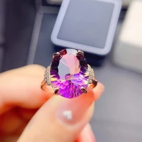 beautiful large grain amethyst ametrine ring s925 sterling silver luxury fashion engagement ring for womens boutique jewelry