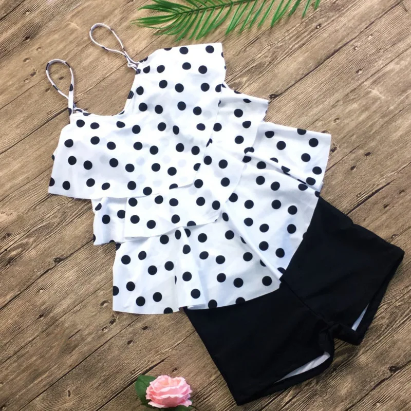 Купальники в горошек большого размера плюс комплекты Танкини женский купальник