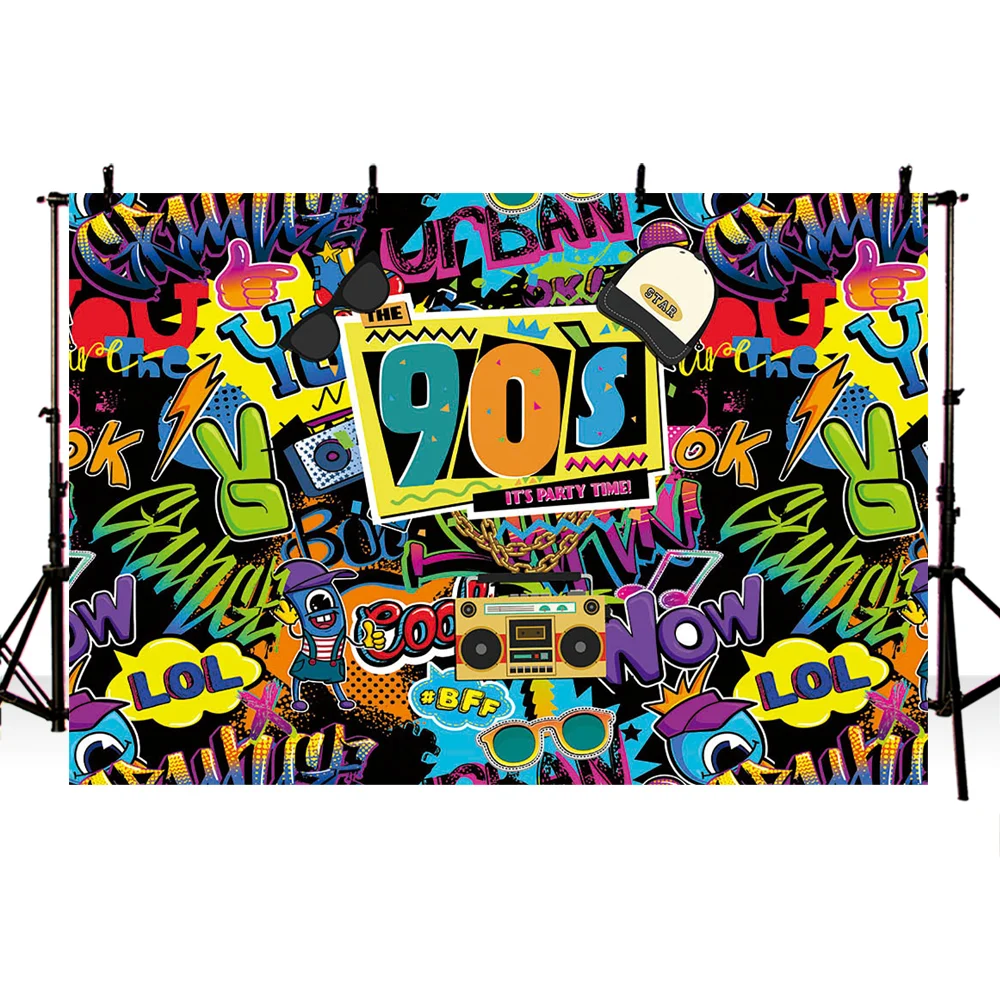 Праздничный фон в стиле 90-х для фотографий декор фотостудии хип-хоп граффити на