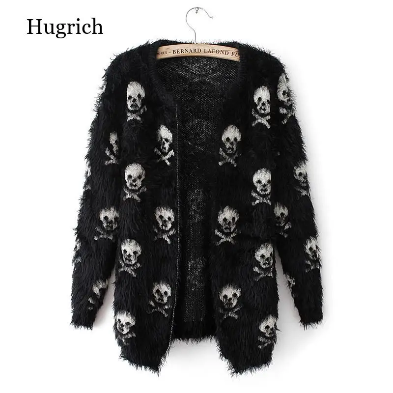 

Короткий женский осенний свитер, мохеровые черепа, женская верхняя одежда с принтом, кардиганы, короткие мягкие крутые вязаные женские кард...