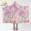 BLessliving Moroccan Pink Hooded Blanket Microfiber Sherpa Blanket Watercolor Wearable Blanket European Luxury Throw Mantas 1