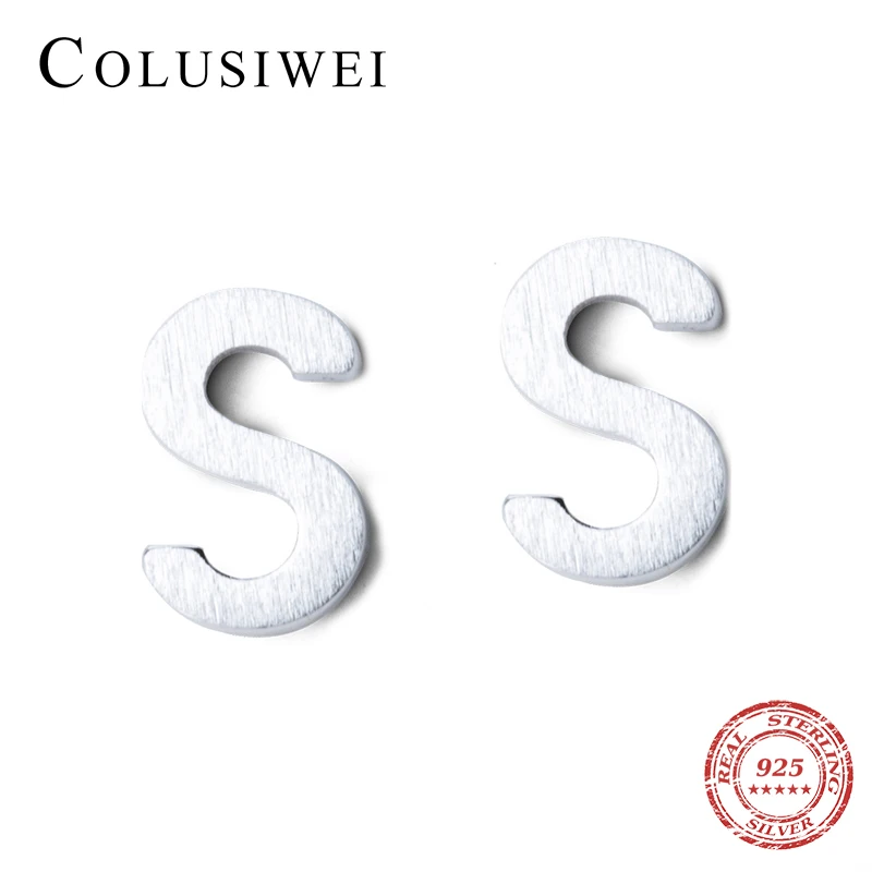 

Colusiwei Fashion 26 Letters Stud Earrings for Women Men 925 Sterling Silver Unisex Ear Stud Diy Jewelry for Kid Anti-allergy