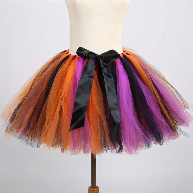 Юбка пачка на Хеллоуин для родителей и детей девочек с шляпой ведьмы радужной
