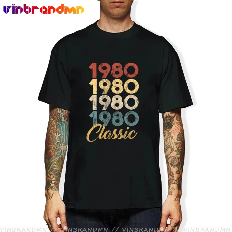 

Cool 40th Birthday Classic 1980 41 Year Awesome T Shirt Men's Fashion Summer Short Sleeves Graphic Tshirt Male 80s Clothing male