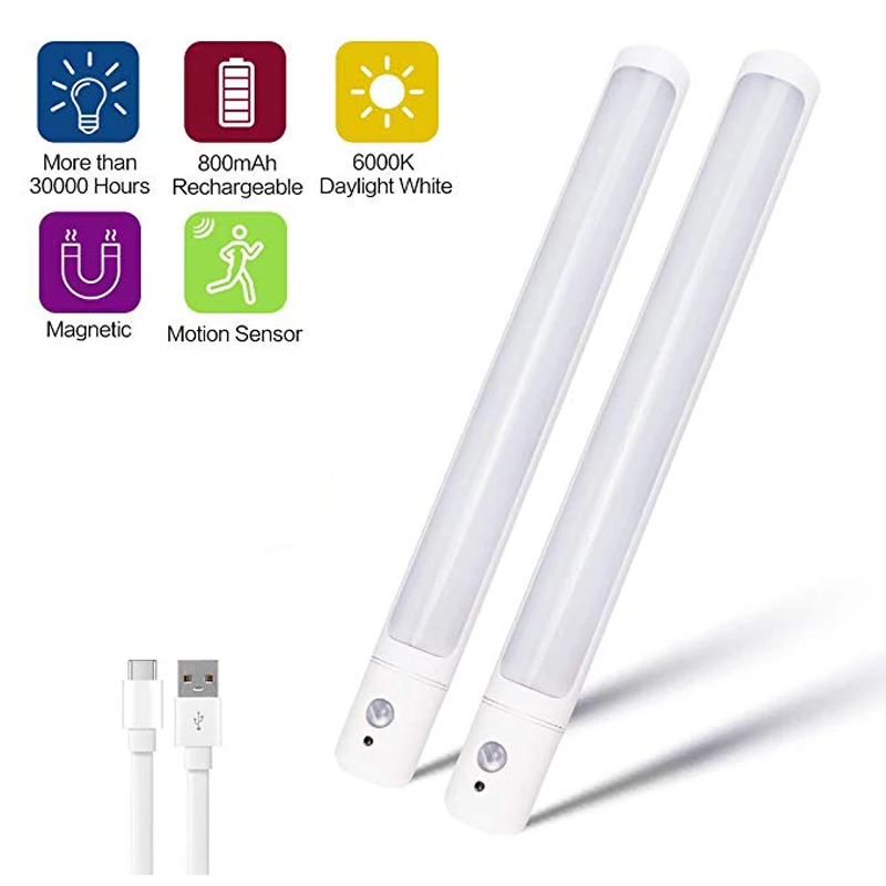 25 светодиодов USB Перезаряжаемые Ночной светильник движения PIR Сенсор под шкаф