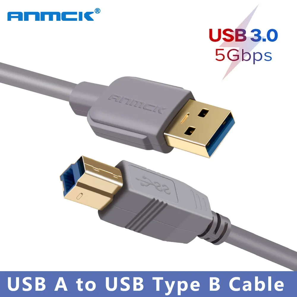 

Anmck USB Printer Cable USB Type B Male to A Male USB 3.0 2.0 Cable for Canon Epson HP ZJiang Label Printer DAC 1.5m 3m 5m 10m