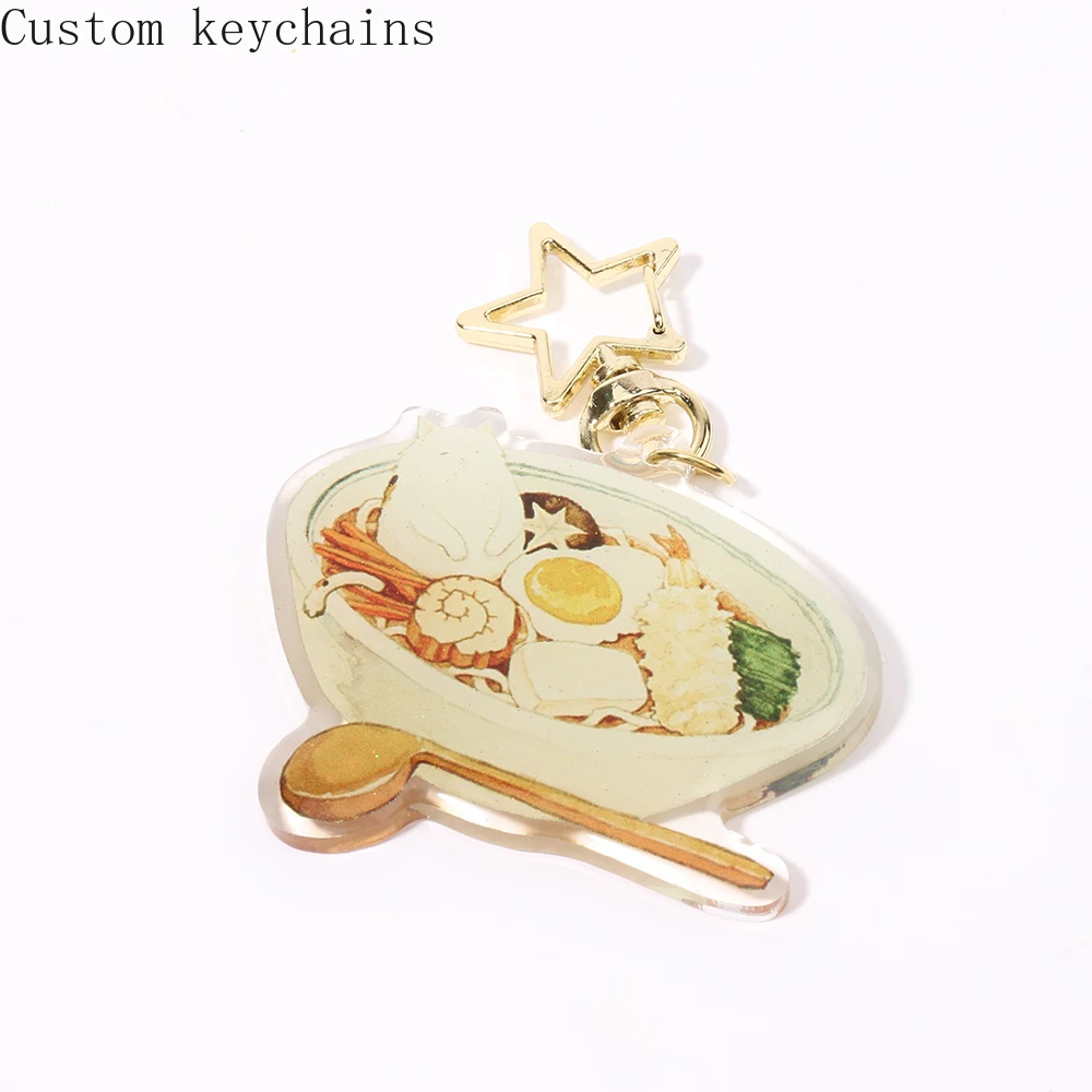

Custom Design Print Promotion Transparent Acrylic Keychain with Glitter Epoxy