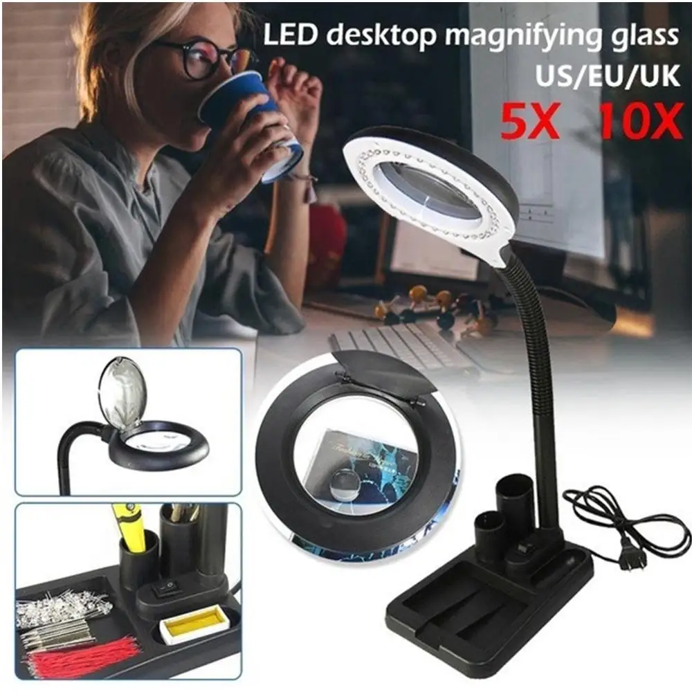 

5-10X Mighty Jeweler Watchmaker LED Magnifying Jewelry Glasses High Glasses Handheld Magnifying Glasses Magnifier Repair Tool