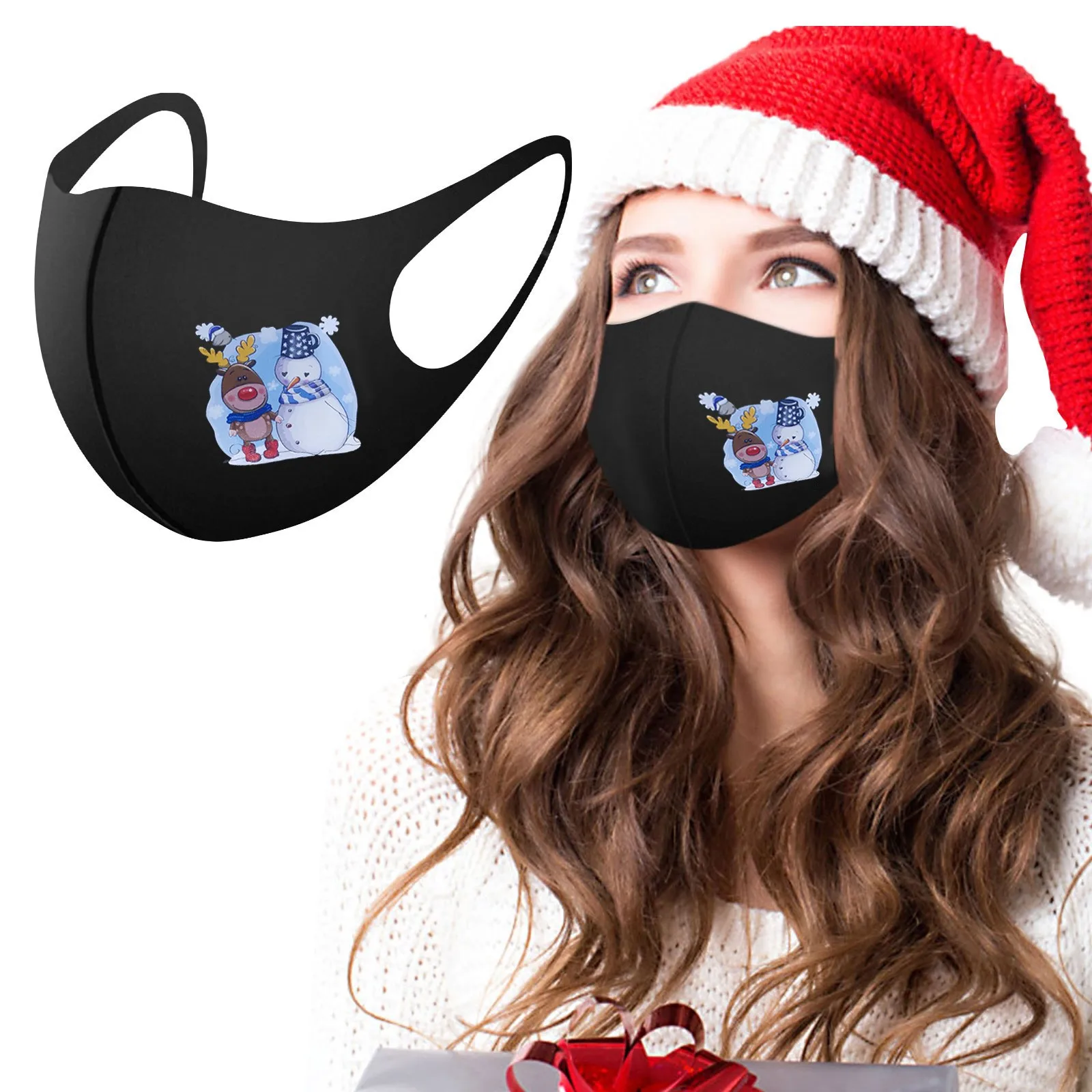 1 шт. комбинированная Рождественская маска для улицы многоразовая защитная |