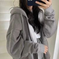 women hoodie harajuku korean version loose oversized sweatshirts solid color long sleeved hooded sweatshirt student girl top
