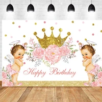 crown photo backdrop princess flower kids baby shower happy birthday party photograph background banner decoration