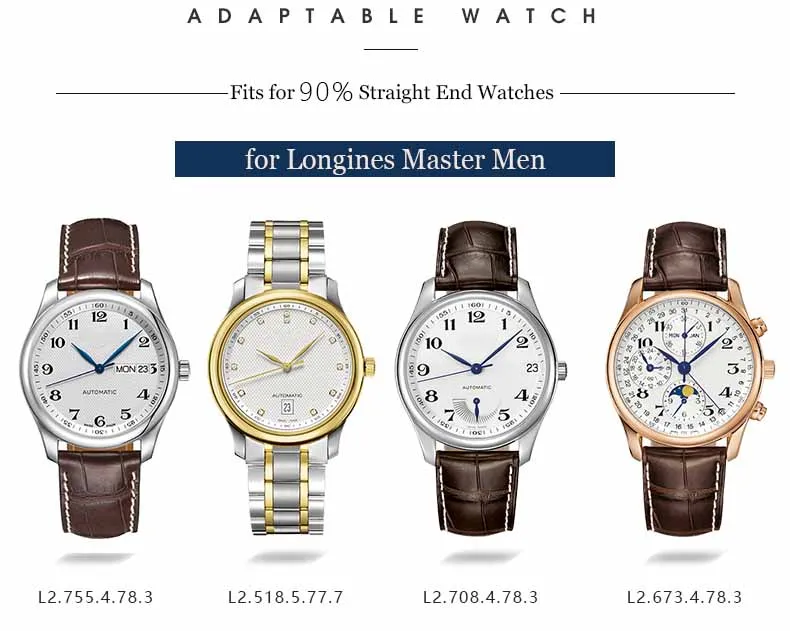 Ремешок из телячьей кожи для часов Longines Masters коллекция ремешок для часов Ремни Браслеты из воловьей кожи 14 15 18 19 20 21 22 мм ремешок для мужчин