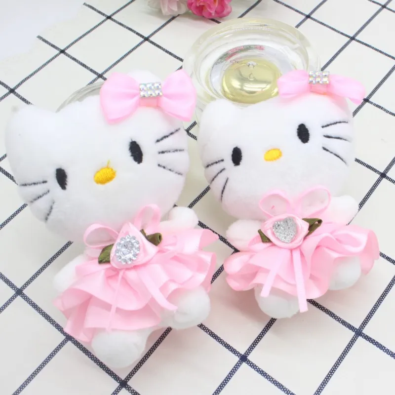 12 шт/лот Мини Кот Заполненная Плюшевая Игрушка в Платье Милые Котятки Куклы для Подарка Для Девочек Карикатурные Животные Букетные Аксессуары.