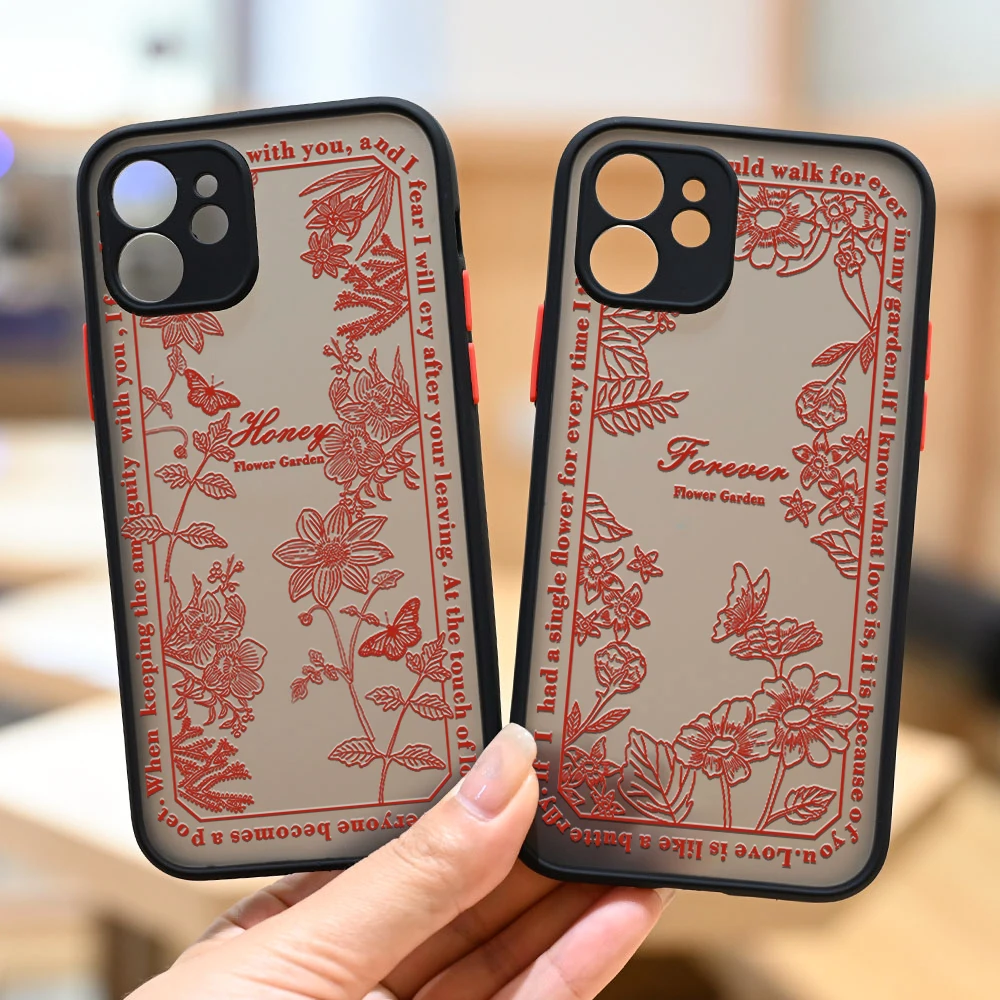 

Iphone 13 12 XS 11 Pro Max Mini luxury Vintage flowers Pattern verse Case for iphone 7 8 6 6s Plus SE2020 X XR Protection Cases