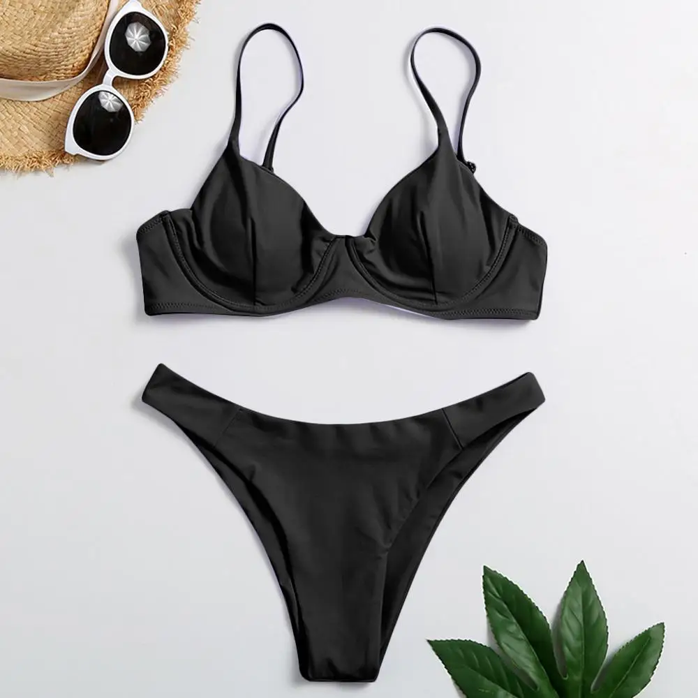 

Swimsuit V-bar Underwire Bikini 2020 Female Swimsuits Women Swimwear Two-piece V shape Wire Micro Bikini set Bather Bathing Suit