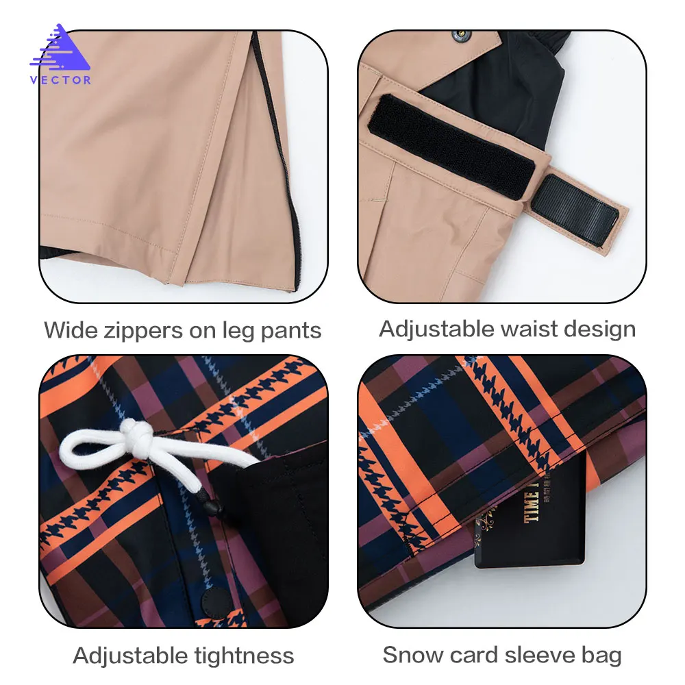 Мужские и женские лыжные штаны VECTOR куртка Двусторонняя зимняя теплая