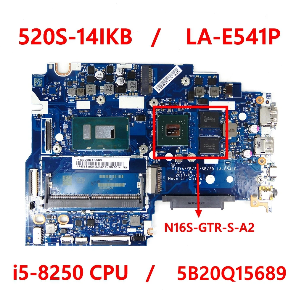 

Фотографическая плата для ноутбука LENOVO IDEAPAD 520S-14IKB 5B20Q15689, протестированная материнская плата 100%