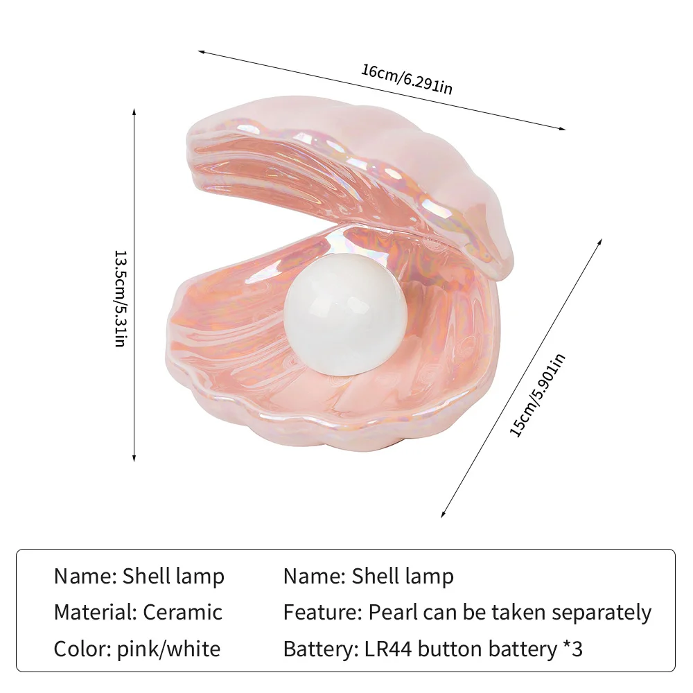 

Ceramic Shell Pearl Night Light Streamer Mermaid Fairy Shell Night Lamp For Bedside Home Decoration Japanese Style Xmas Gift