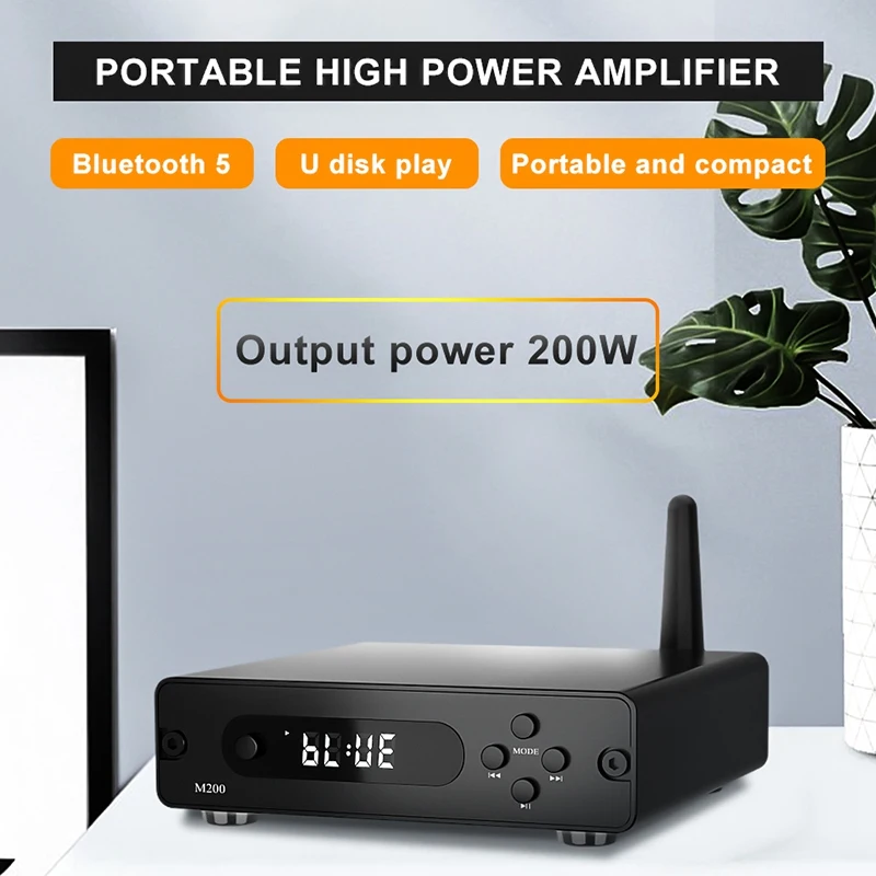 

Hifi Bluetooth 5.0 Amplifier Power TPA3116 Amplifiers Portable Digital Audio Amp 100W+100W M200 Amplifier