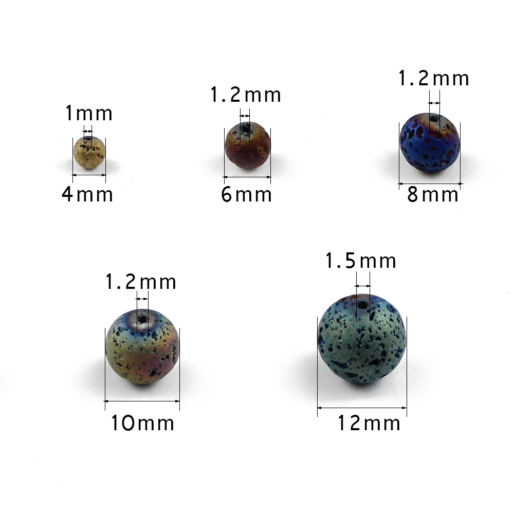HGKLBB gold silve Purple plating Volcanic Lava Rock Natural Stone Round Loose beads Jewelry Making 4/6/8/10/12MM bracelets DIY | Украшения