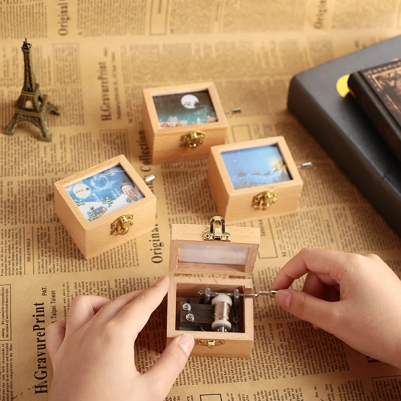 Музыкальный Чехол восьмицветная коробка Снеговик Лось деревянная Красивая