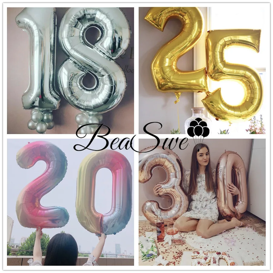 1 шт. большой Гелиевый шар в виде цифр 32/40 дюймов | Дом и сад