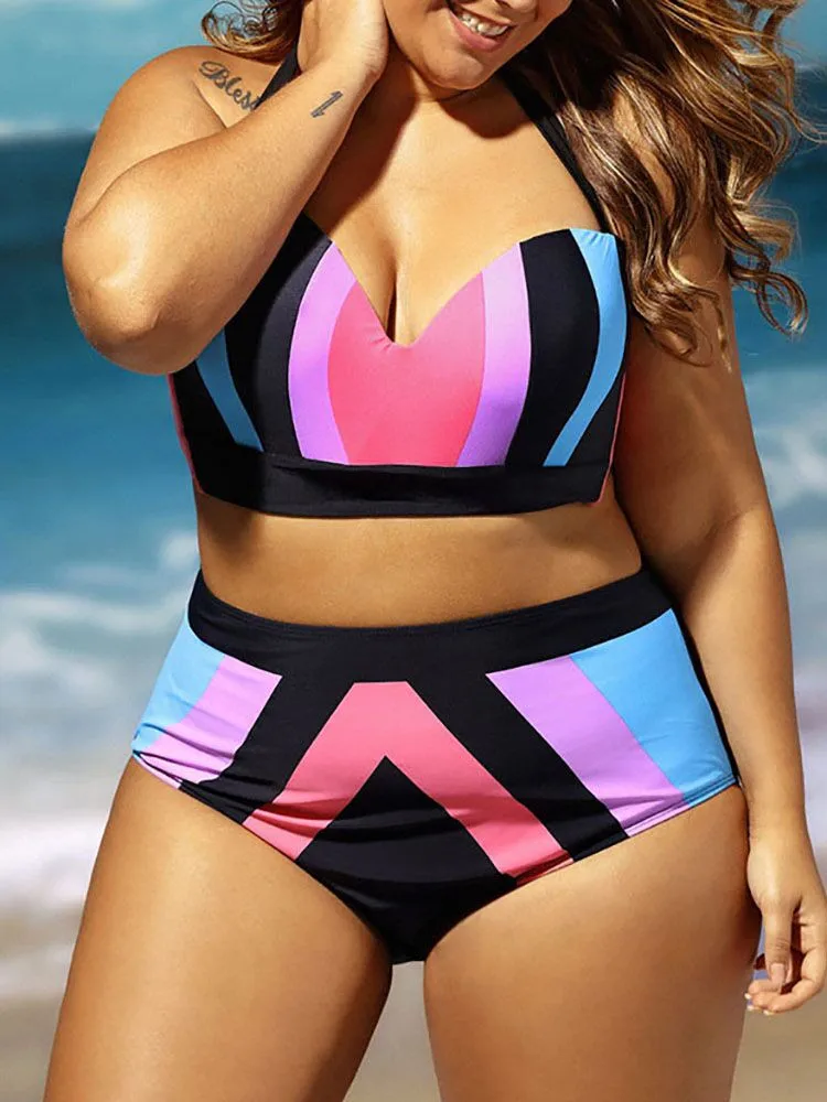 Женская Сексуальная Холтер большого размера плюс пляжная одежда бикини для