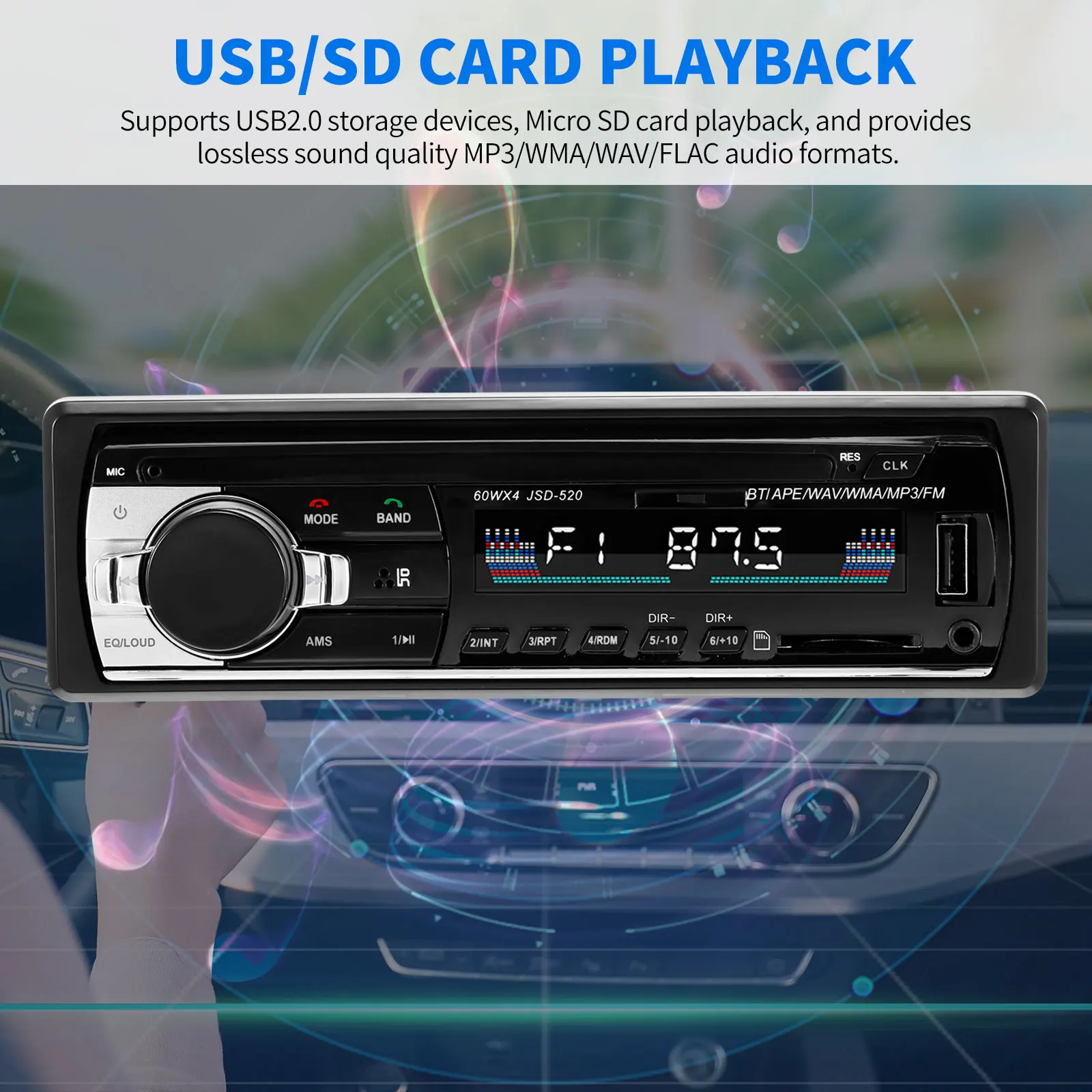 JSD-520 Car Stereo Touch Screen Audio Receiver Low Energy Consumption Radio Bluetooth Connection Sound for | Автомобили и