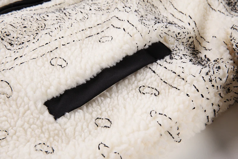 

Fit Big Loose Size Printed Lambswool Jacket New Round Neck Long Sleeve Women Coat Fashion Tide Autumn Winter 2021 1DD2997