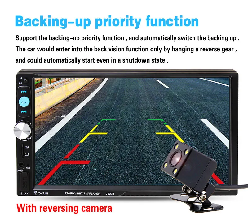HD камера заднего вида 7 &quotавтомобильный видео радио плеер Bluetooth аудио