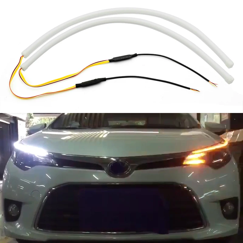 Автомобильные дневные ходовые огни DRL Гибкая мягкая трубка светодиодная полоса