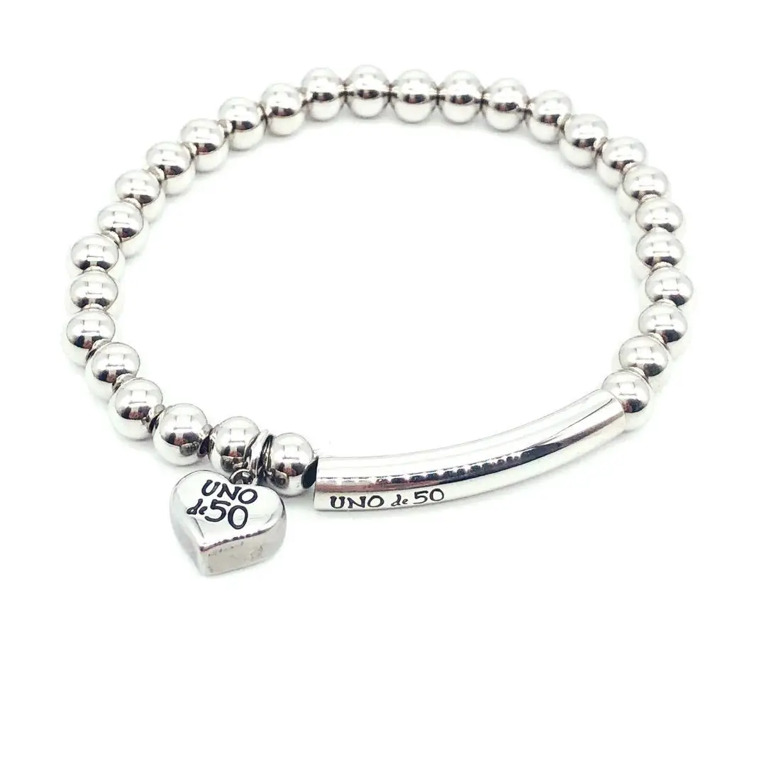 

6mm Steel Ball Peach Heart Round Tube Lettering Men's and Women's Bracelet Stainless Steel his and hers bracelets for women