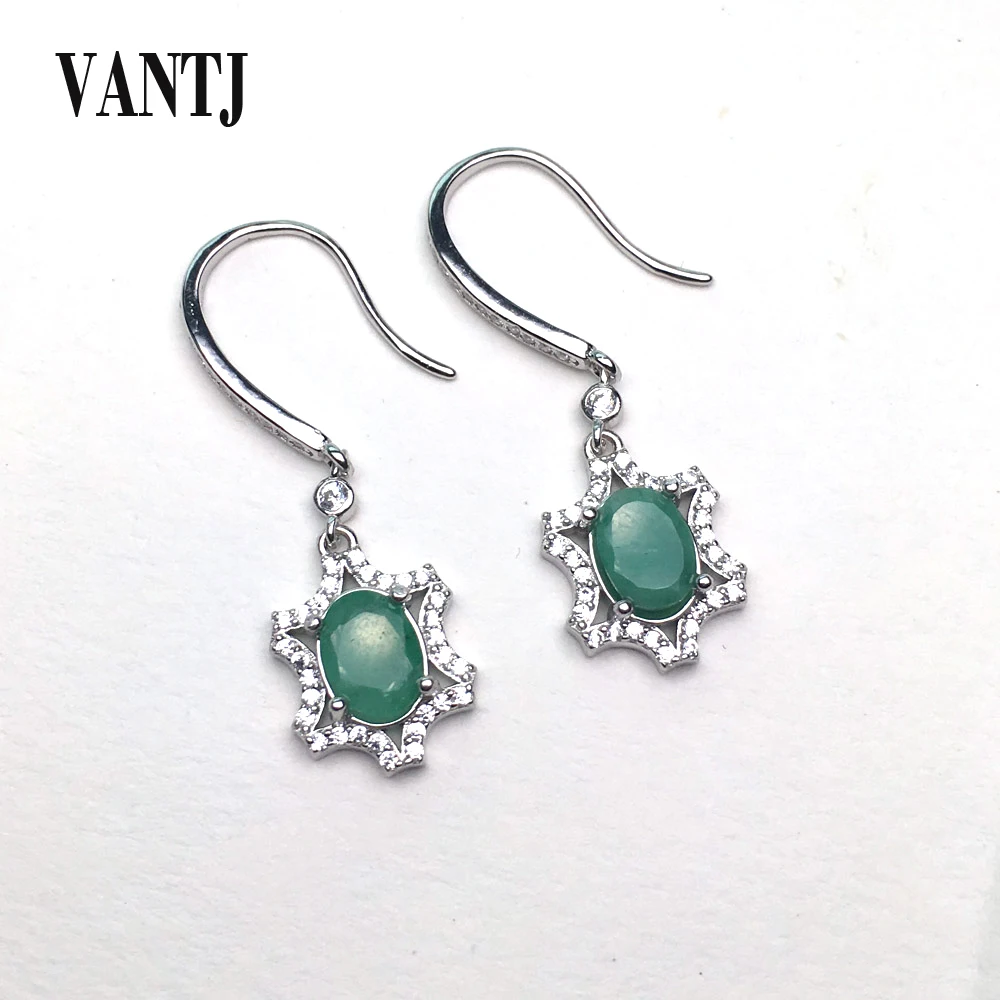 Real Natural Emerald Earring Sterling 925 Silver for Women Oval 5*7mm Gemstone Anniversary Party Classic Fine Jewelry Gift  - buy with discount