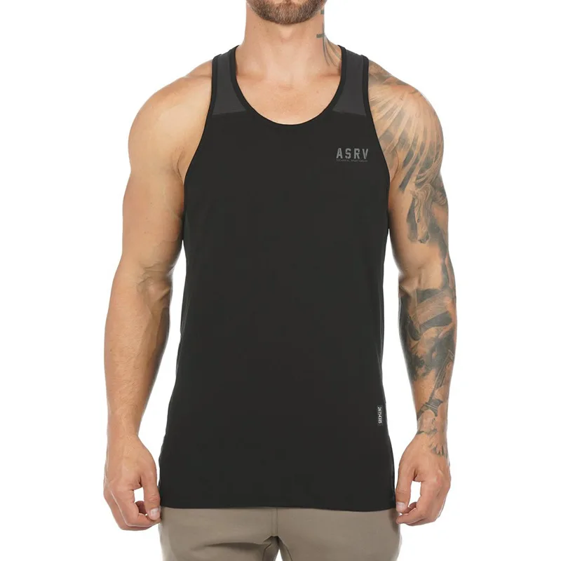 

New summer men's vest round collar solid color sweat absorption breathable sleeveless sports running fitness men's shirt T-shirt