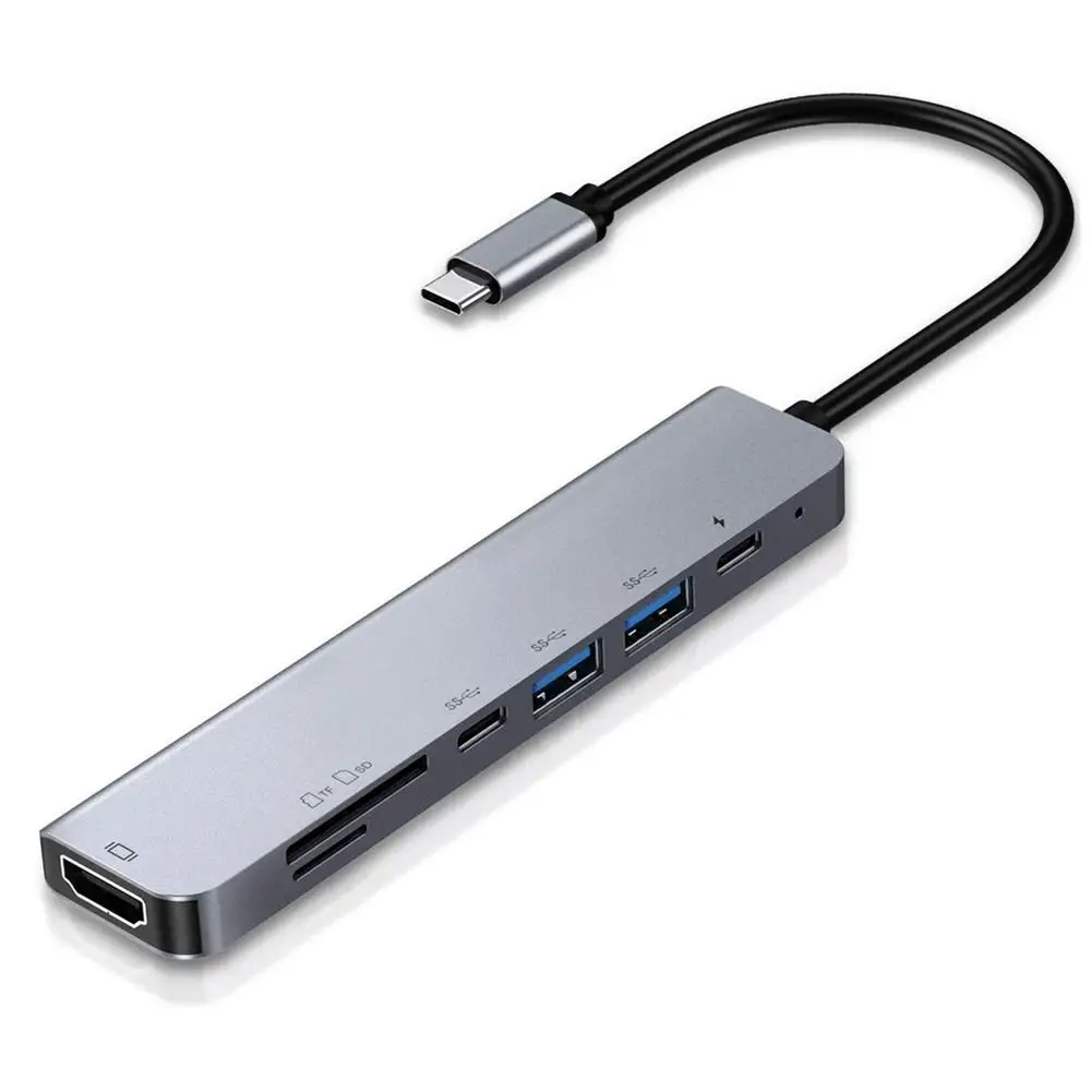 

USB-концентратор 7 в 1, USB 3,1/HDMI, многопортовый адаптер, кардридер, компьютерные аксессуары, совместимая док-станция