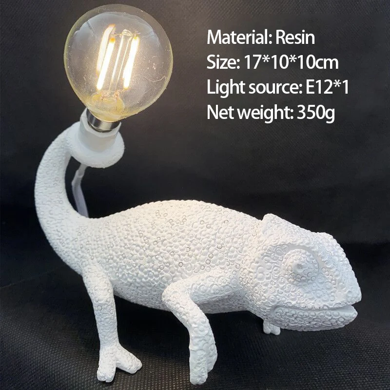 

Nordic Chameleon Table Lamp Wall Lamp Living Room Bedroom Homestay Animal Gecko Resin Decorative Lamps Cute Desk Light