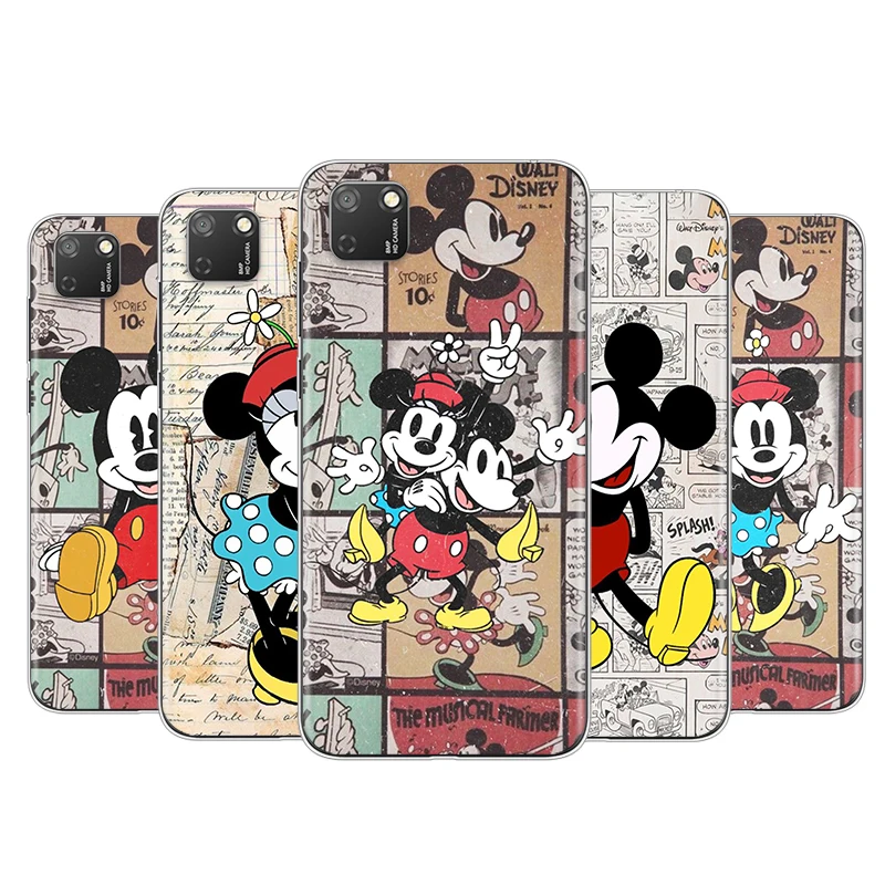 

For Honor 50 SE V30 30i 30S 30 20S 20E 20 V20 Pro 5G Plus Lite Transparent Phone Case Disney Retro Mickey Soft TPU Cover